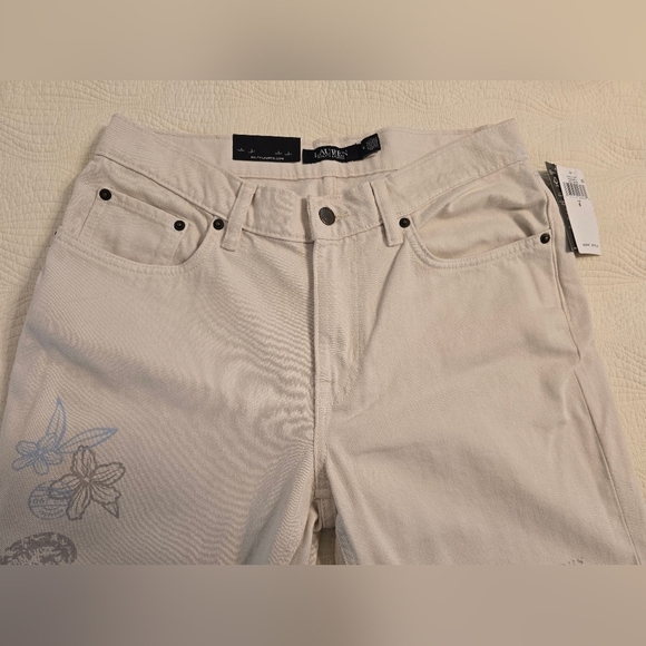 NWT Ralph Lauren Ladies Cream Relaxed Fit Tapered Mid Rise Jeans - Picture 8 of 11